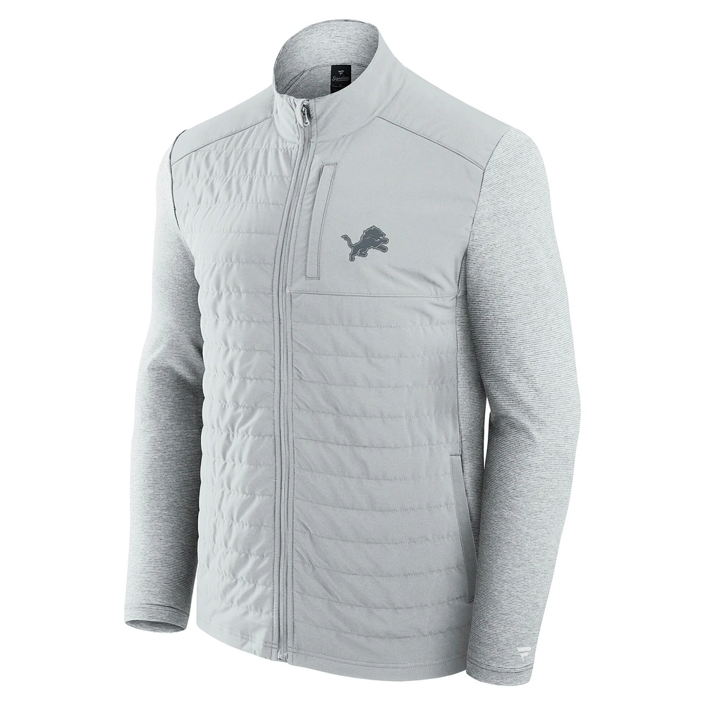 Unisex Fanatics Gray/Heather Gray Detroit Lions Front Office Tonal Full-Zip Jacket