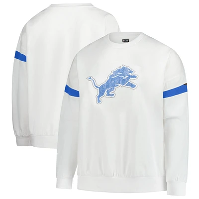 Women's Fanatics  White Detroit Lions Plus Fleece Pullover Sweatshirt