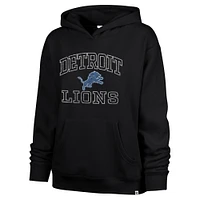 Women's '47  Black Detroit Lions Clarity Naomi Pullover Hoodie