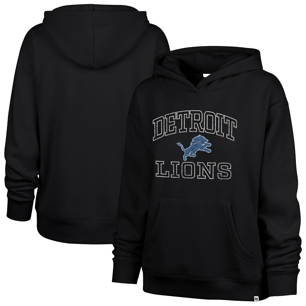 Women's '47  Black Detroit Lions Clarity Naomi Pullover Hoodie