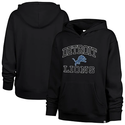 Women's '47  Black Detroit Lions Clarity Naomi Pullover Hoodie