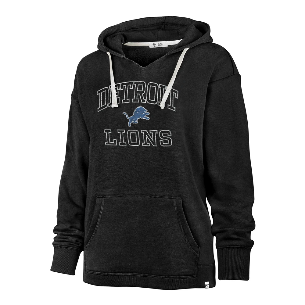 Women's '47  Black Detroit Lions Plus Clarity Kennedy Pullover Hoodie
