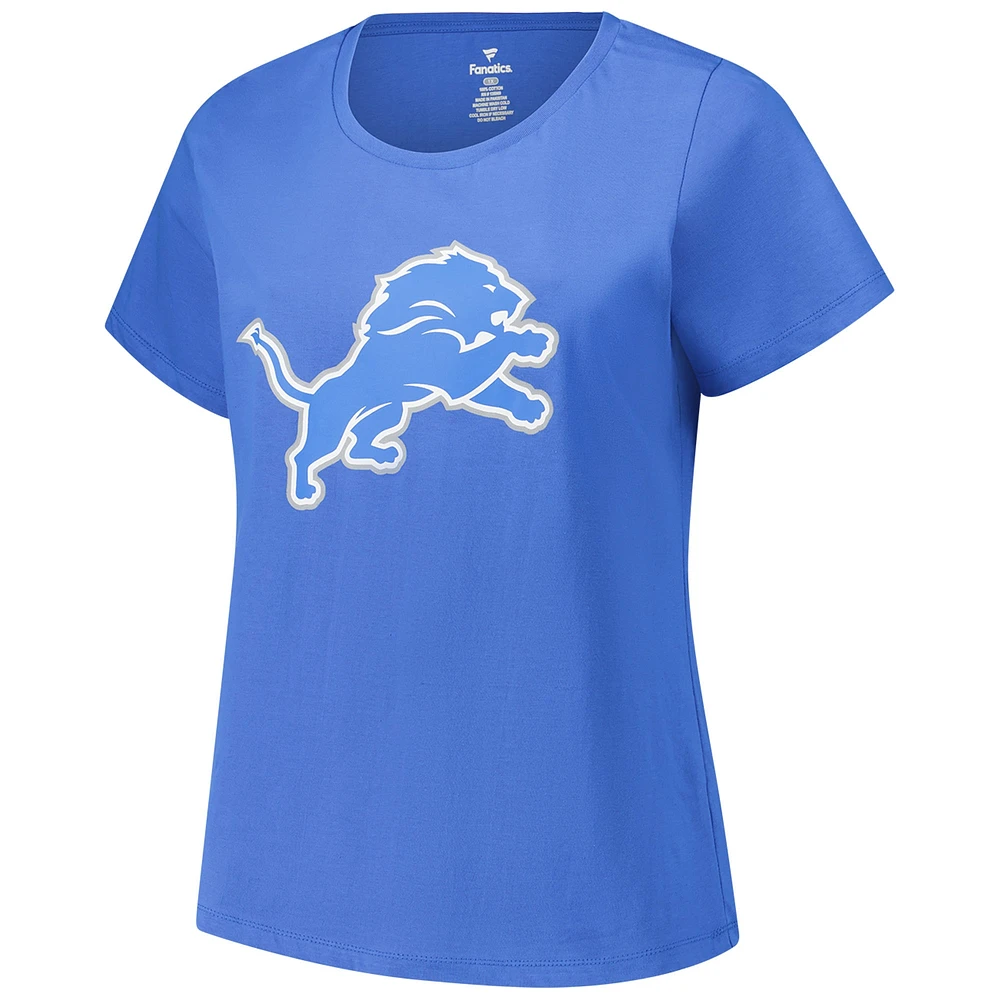 Women's Aidan Hutchinson Blue Detroit Lions Plus Fair Catch Name & Number Scoop Neck T-Shirt