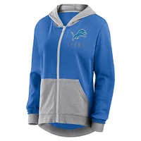 Women's  Blue Detroit Lions Hit It French Terry Full-Zip Hoodie