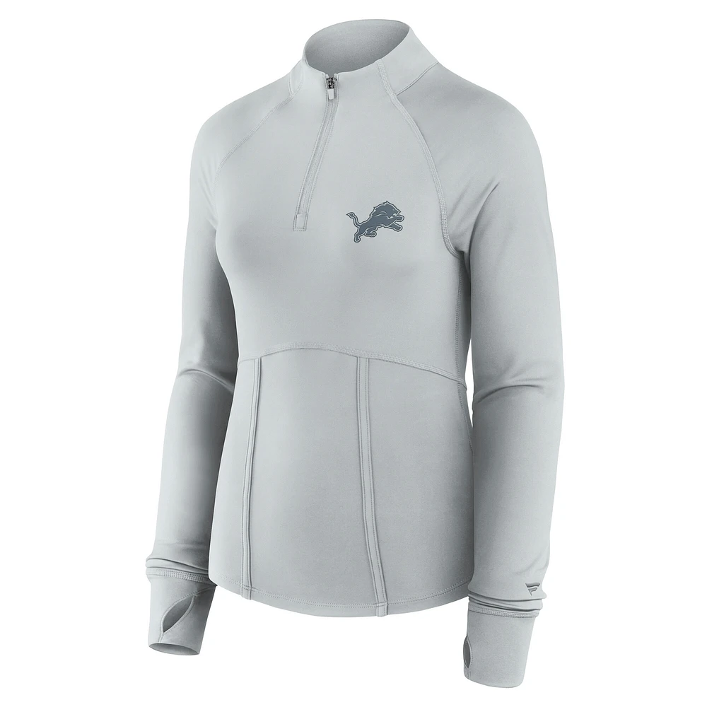 Women's Fanatics  Gray Detroit Lions Elements Raglan Quarter-Zip Jacket