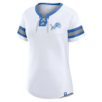 Women's Fanatics White Detroit Lions Sunday Best Lace-Up T-Shirt