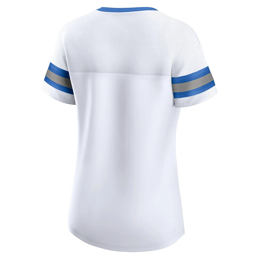 Women's Fanatics White Detroit Lions Sunday Best Lace-Up T-Shirt