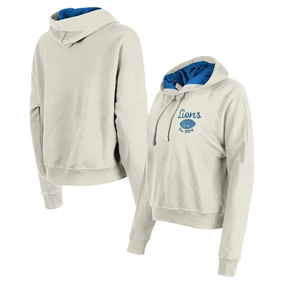 Sweat à capuche enfiler Detroit Lions 3rd Down Historic de New Era pour femme, couleur crème