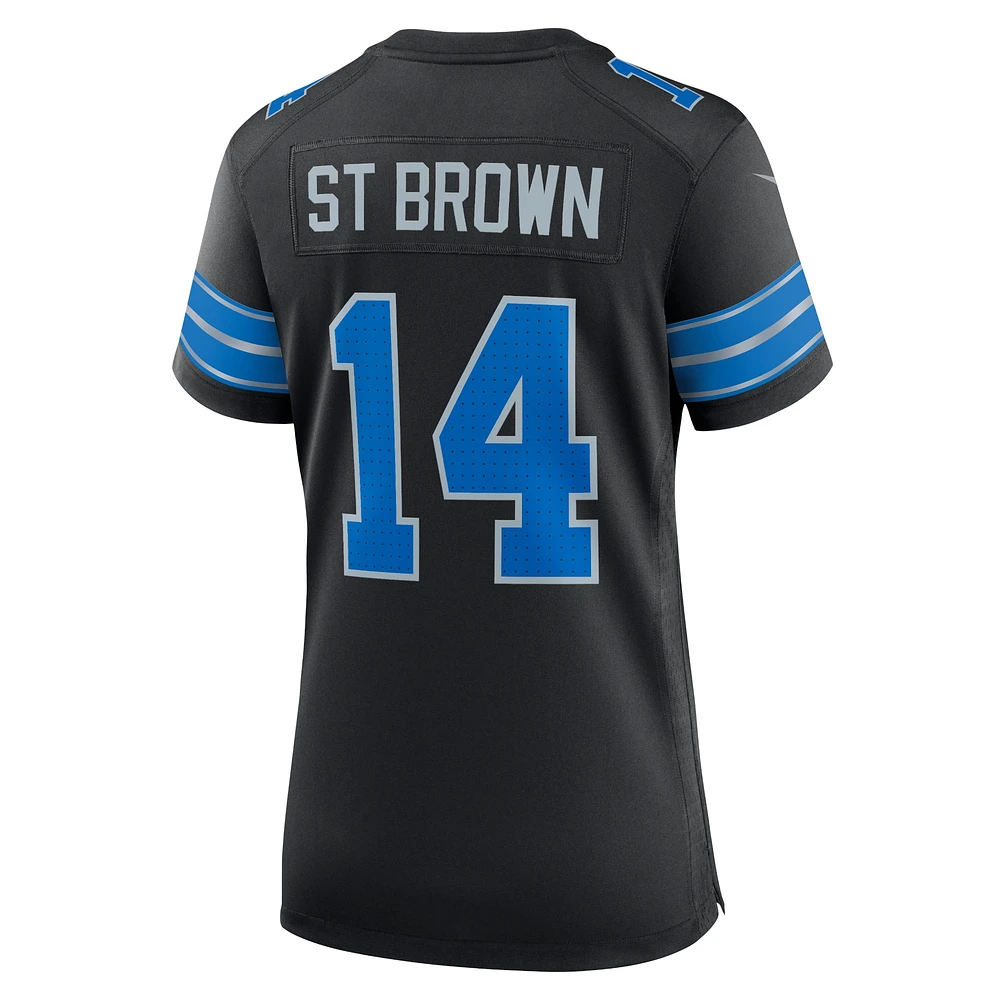 Maillot Nike Amon-Ra St. Brown noir pour femme des Detroit Lions 2e match alternatif