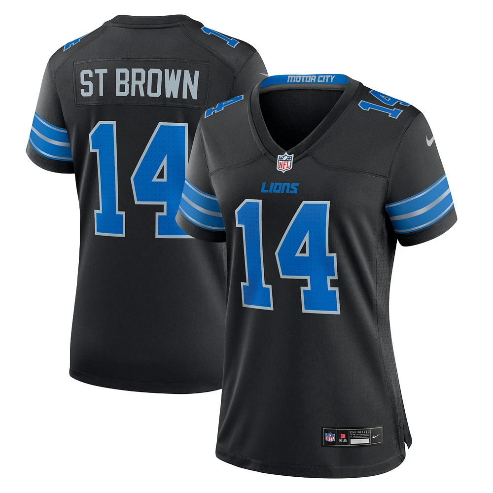 Maillot Nike Amon-Ra St. Brown noir pour femme des Detroit Lions 2e match alternatif