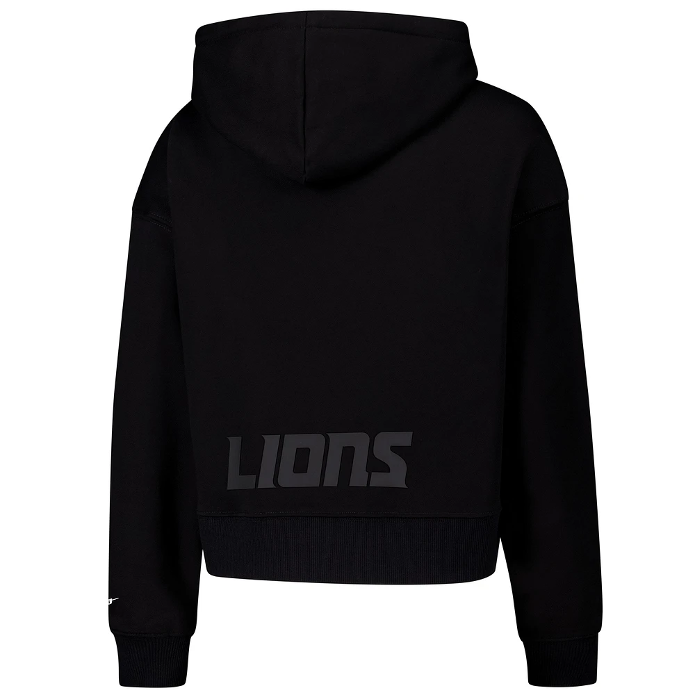 Women's Pro Standard Black Detroit Lions Jeweled Cropped Pullover Hoodie