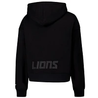 Women's Pro Standard Black Detroit Lions Jeweled Cropped Pullover Hoodie