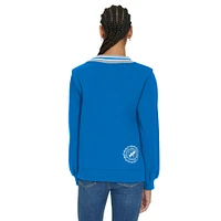 Women's Tommy Hilfiger Blue Detroit Lions Alice V-Neck Pullover Sweatshirt