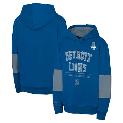 Sweat à capuche rétro en polaire bleu Detroit Lions pour jeunes