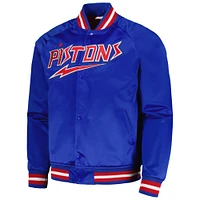 Men's Mitchell & Ness Blue Detroit Pistons Hardwood Classics  Throwback Wordmark Raglan Full-Snap Jacket