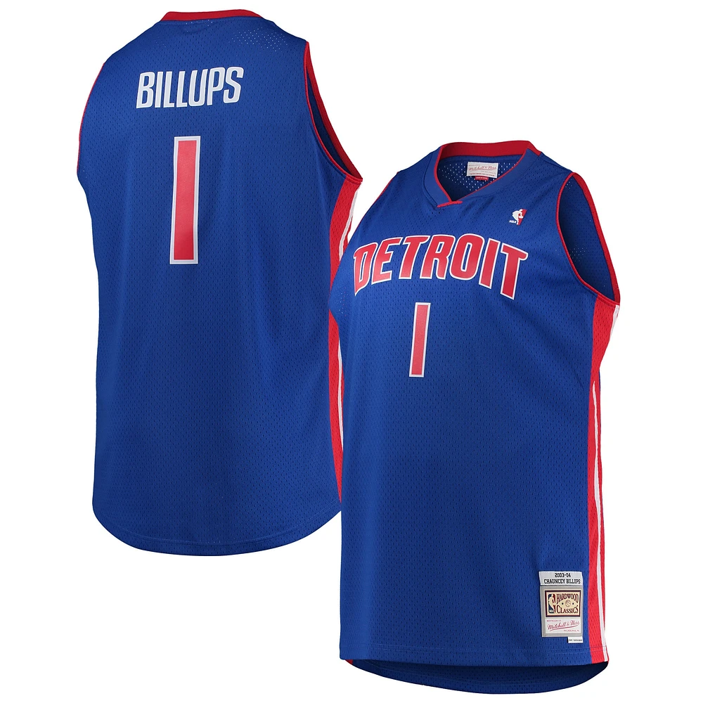 Maillot Swingman Mitchell & Ness Chauncey Billups Detroit Pistons bleu 2003/04 Big Tall Hardwood Classics pour hommes