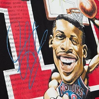 Men's Mitchell & Ness Dennis Rodman Black Detroit Pistons Hardwood Classics Caricature T-Shirt