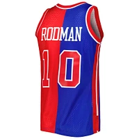 Men's Mitchell & Ness Dennis Rodman Blue/Red Detroit Pistons Hardwood Classics 1988/89 Split Swingman Jersey