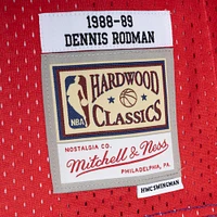 Men's Mitchell & Ness Dennis Rodman Blue/Red Detroit Pistons Hardwood Classics 1988/89 Split Swingman Jersey