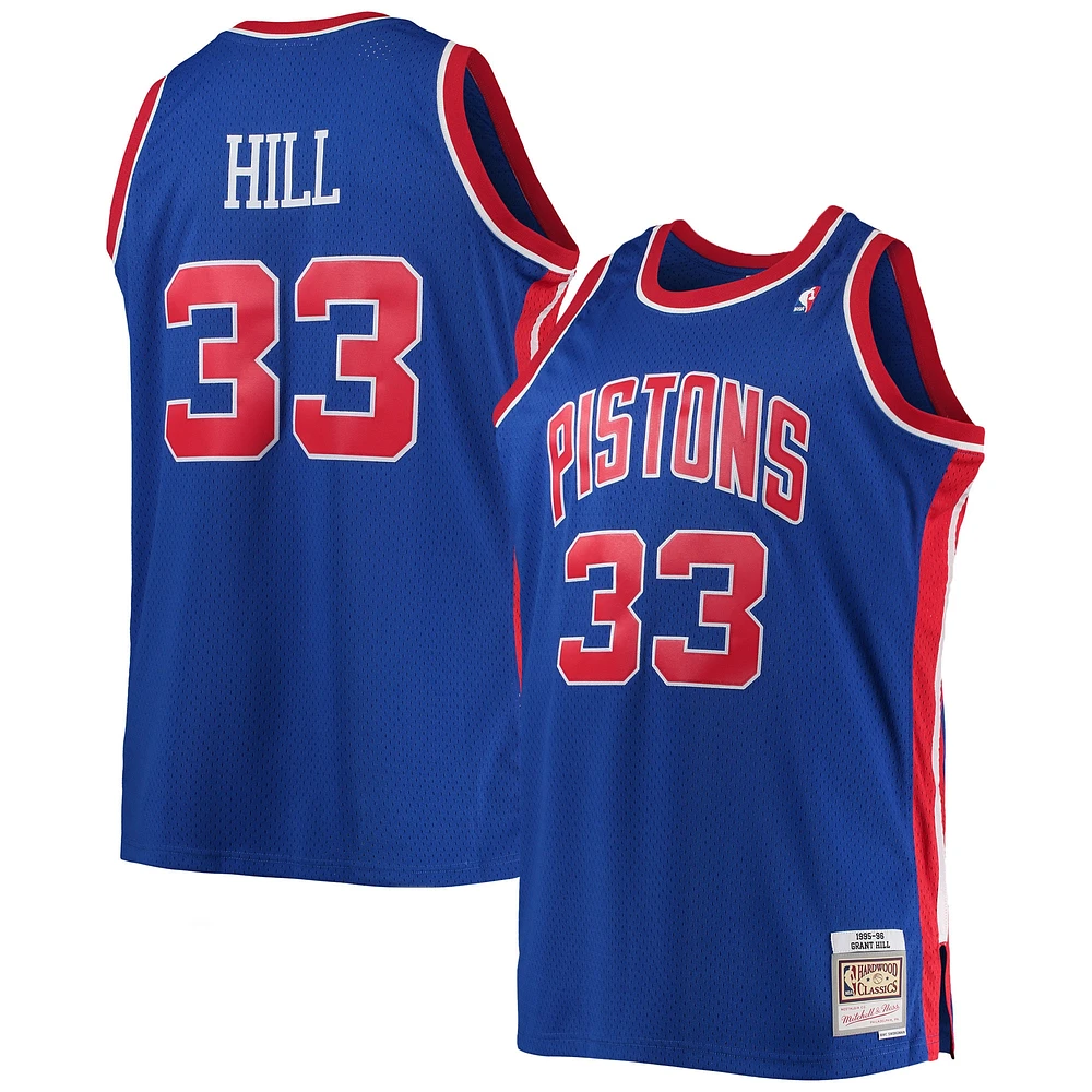 Maillot Swingman Mitchell & Ness Grant Hill Detroit Pistons bleu 1995/96 Big Tall Hardwood Classics pour hommes