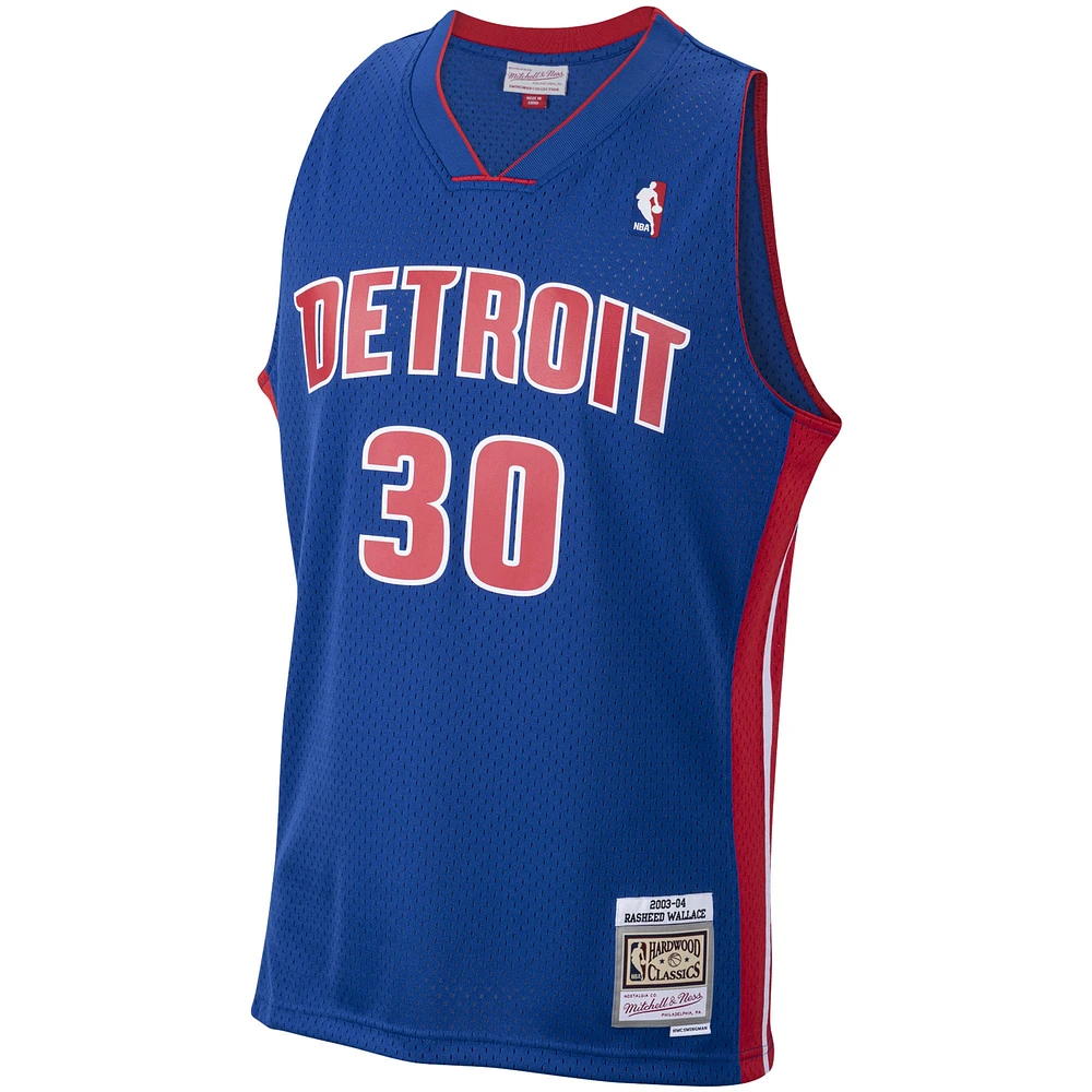Men's Mitchell & Ness Rasheed Wallace Royal Detroit Pistons 2003/04 Hardwood Classics Swingman Jersey