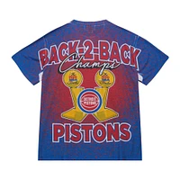 T-shirt pour hommes Mitchell & Ness Red Detroit Pistons Hardwood Classics 1989-90 Back-to-Back NBA Champions Champ City
