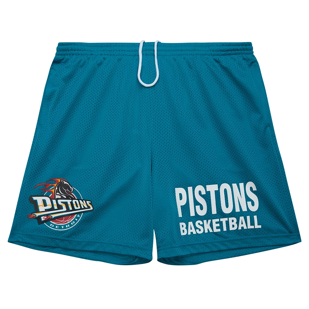 Men's Mitchell & Ness Teal Detroit Pistons Hardwood Classics Gameday Mesh Shorts