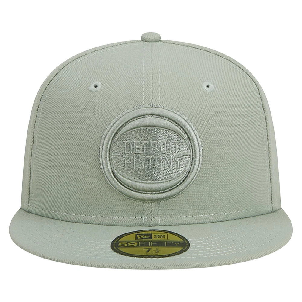 Men's New Era Light Green Detroit Pistons Sage Color Pack 59FIFTY Fitted Hat