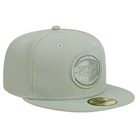 Men's New Era Light Green Detroit Pistons Sage Color Pack 59FIFTY Fitted Hat