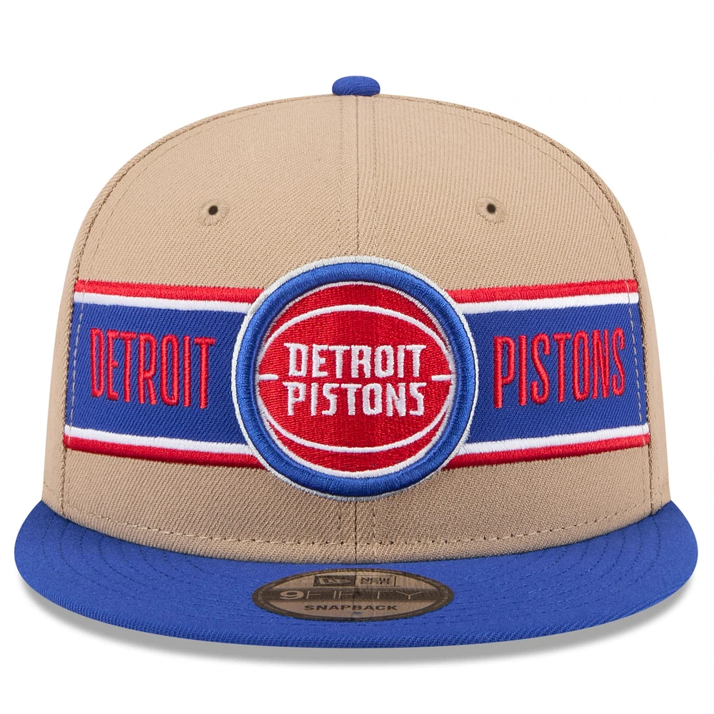 Men's New Era Tan/Blue Detroit Pistons 2024 NBA Draft 9FIFTY Snapback Hat