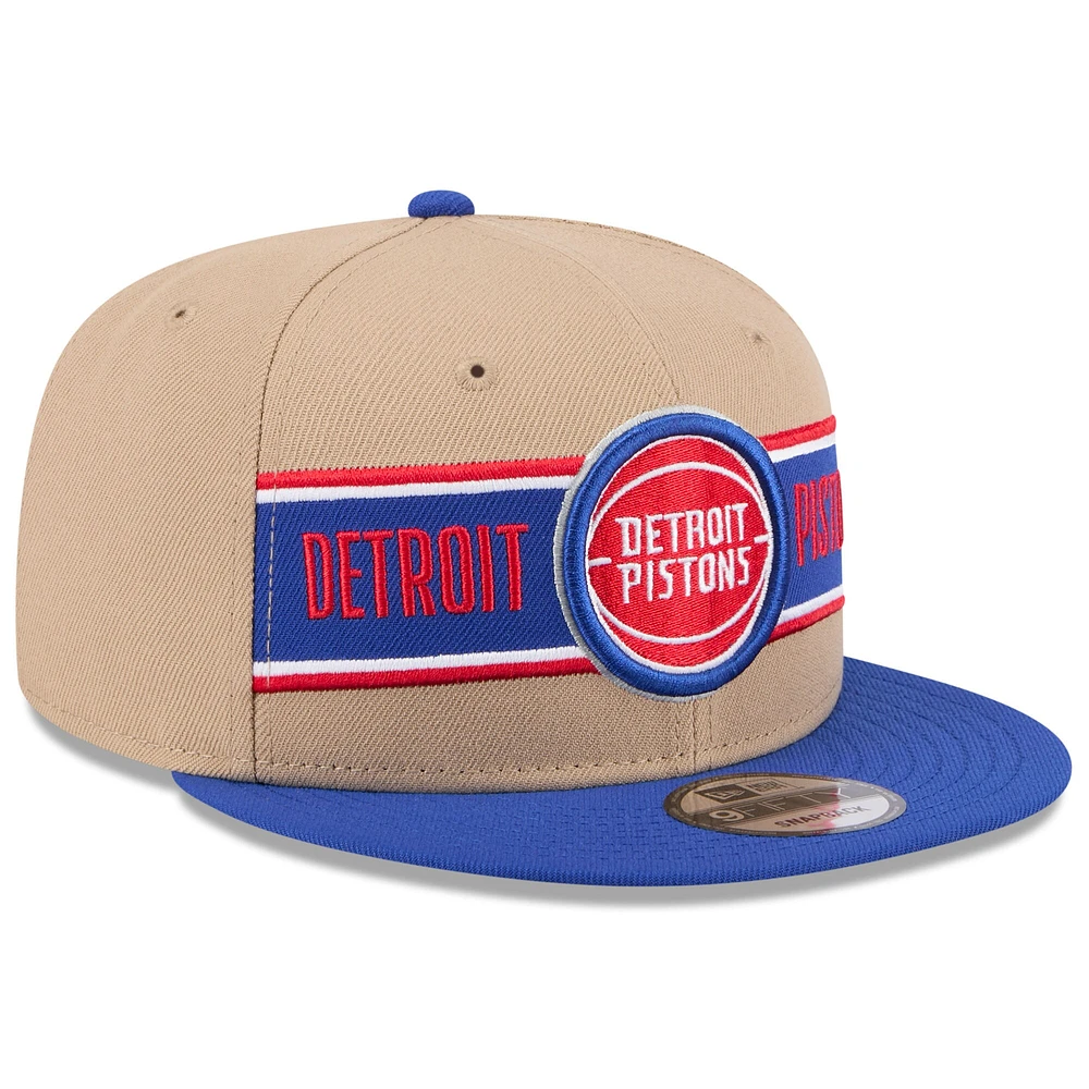 Men's New Era Tan/Blue Detroit Pistons 2024 NBA Draft 9FIFTY Snapback Hat