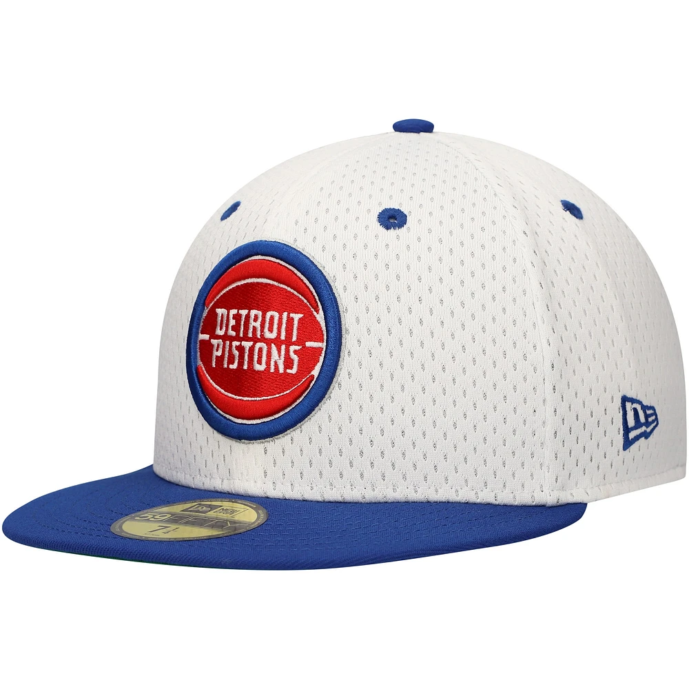 Men's New Era White/Blue Detroit Pistons Throwback 2Tone 59FIFTY Fitted Hat