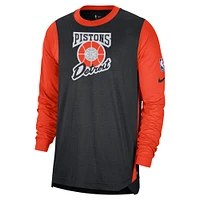 Men's Nike Black Detroit Pistons 2024/25 City Edition Authentic Pregame Performance Long Sleeve Shooting T-Shirt