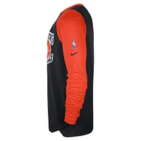 Men's Nike Black Detroit Pistons 2024/25 City Edition Authentic Pregame Performance Long Sleeve Shooting T-Shirt