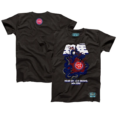 T-shirt unisexe NBALab x Hyperfly Heather Black Detroit Pistons Collection Année du serpent Nouvel An lunaire