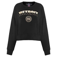 Women's Pro Standard  Black Detroit Pistons Glam Cropped Pullover Sweatshirt