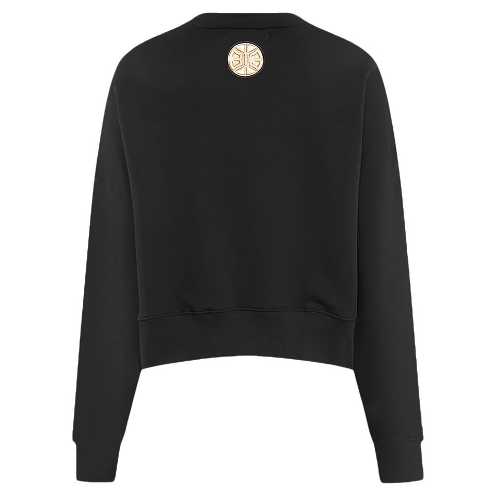 Women's Pro Standard  Black Detroit Pistons Glam Cropped Pullover Sweatshirt