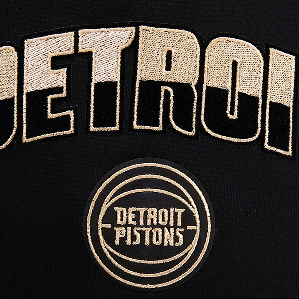 Women's Pro Standard  Black Detroit Pistons Glam Cropped Pullover Sweatshirt