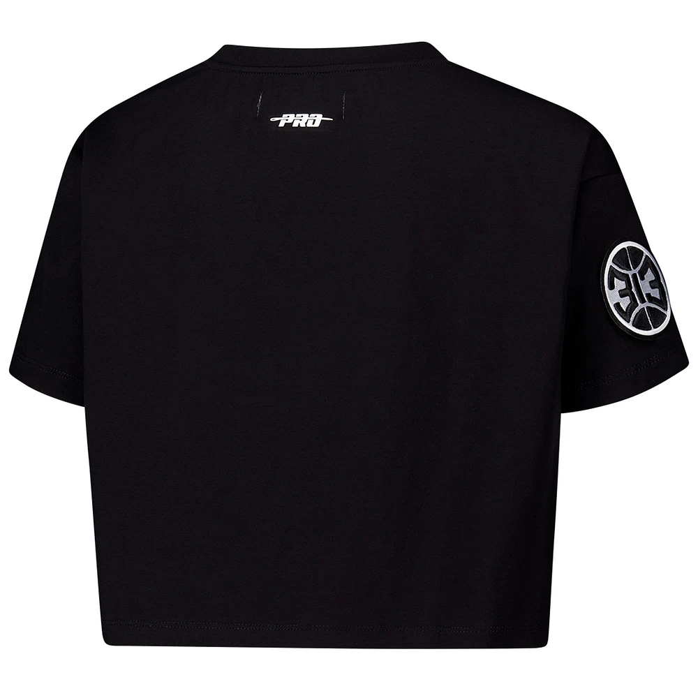 Women's Pro Standard Black Detroit Pistons Jewels Boxy Cropped T-Shirt