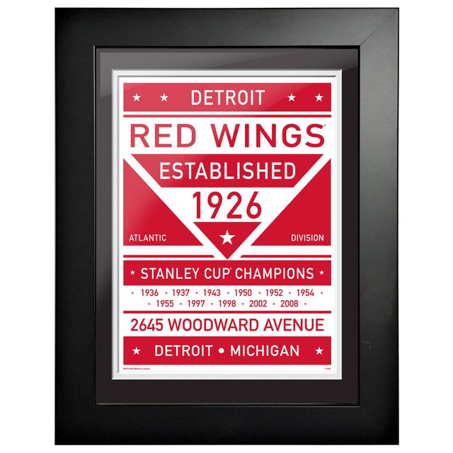 Detroit Red Wings - Oeuvre encadrée bicolore 12'' x 16''