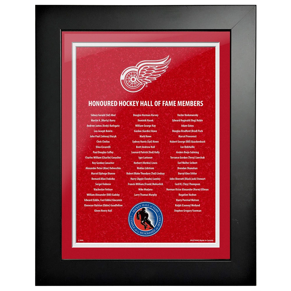 Image encadrée Red Wings de Detroit - 12'' x 16'' Hockey Hall of Fame Honored Members
