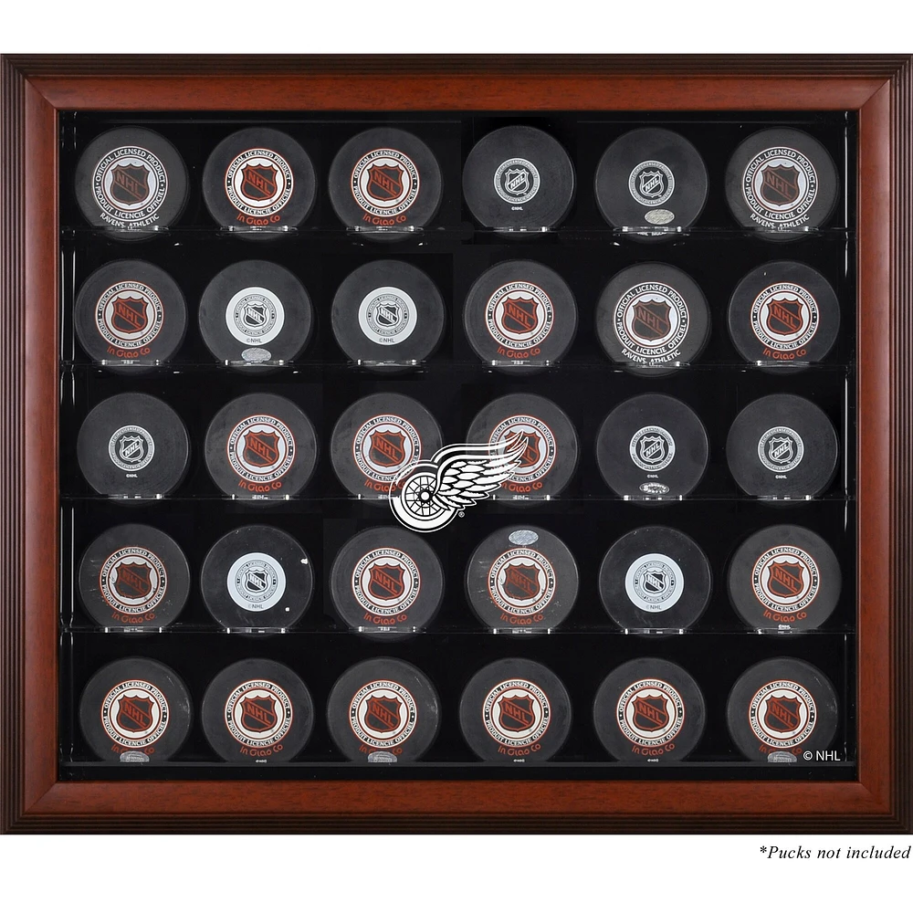 Vitrine de présentation en acajou pour 30 rondelles des Red Wings de Détroit
