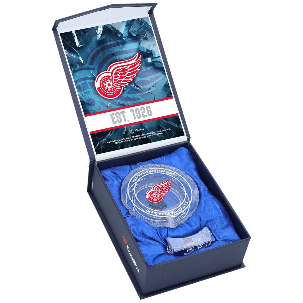 Detroit Red Wings Crystal Puck - Filled with Home Ice from the 2024-25 Season