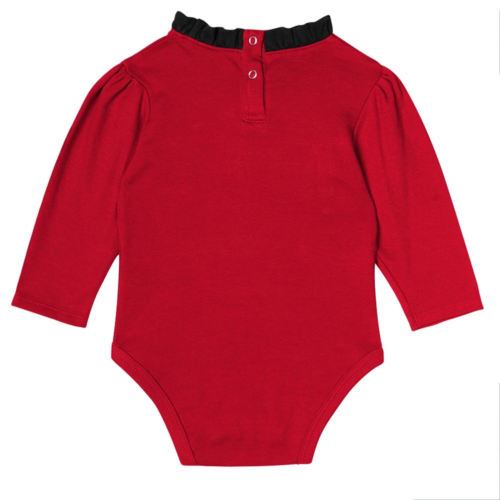 Girls Infant Detroit Red Wings 3-Piece Rink Queen Long Sleeve Bodysuit, Pants & Headband Set