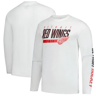 T-shirt à manches longues blanc Fanatics pour homme des Red Wings de Detroit