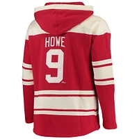 Men's '47 Gordie Howe Red Detroit Wings Retired Player Name & Number Lacer Pullover Hoodie