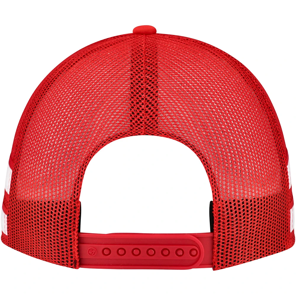Men's '47 Red Detroit Red Wings Sideband Stripes Trucker Snapback Hat