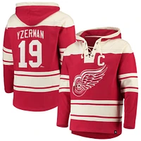 Chandail à capuchon pour homme '47 Steve Yzerman Red Detroit Wings Player Lacer