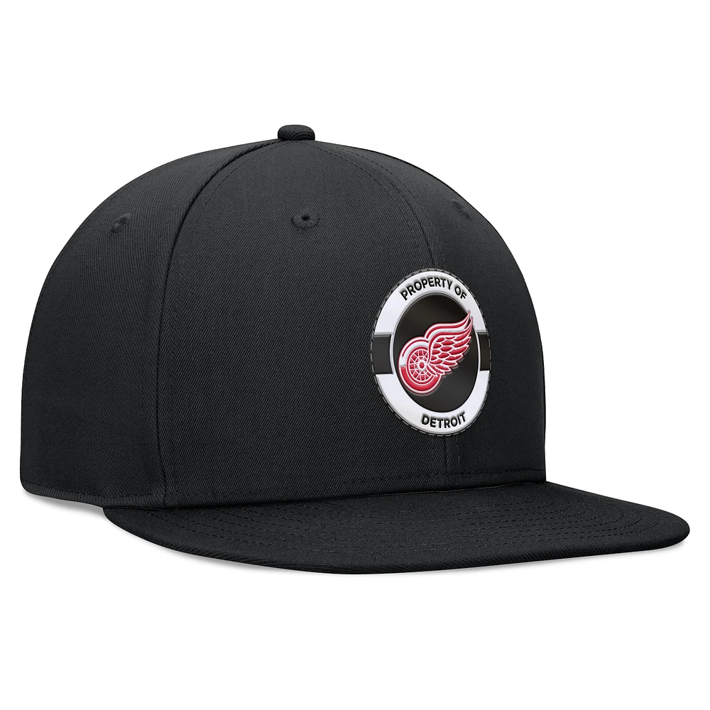 Men's Fanatics Black Detroit Red Wings Authentic Pro Training Camp Snapback Hat