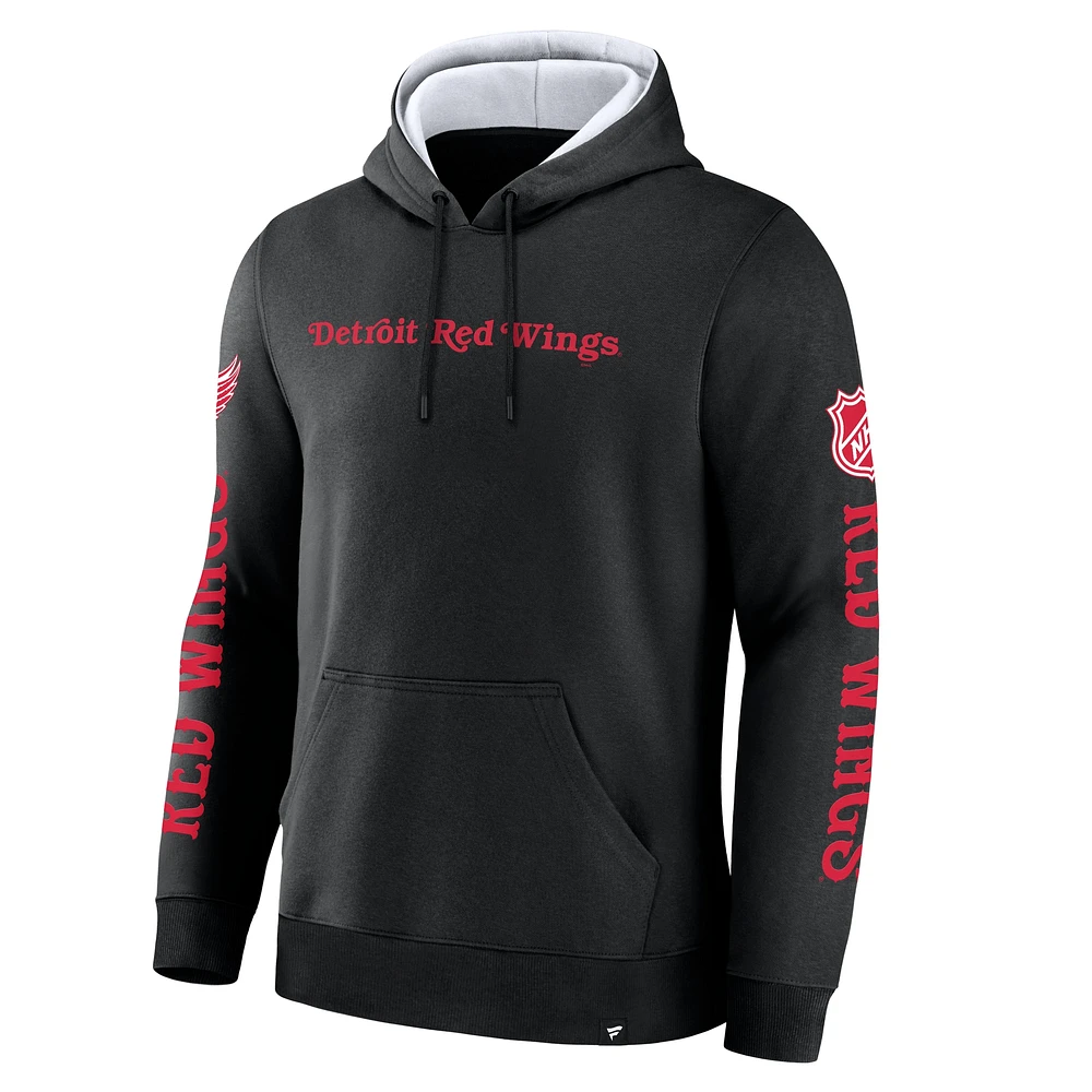 Men's Fanatics Black Detroit Red Wings Big City Legacy Fleece Pullover Hoodie